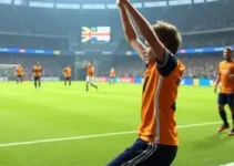 garoto comemora gol