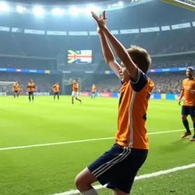garoto comemora gol